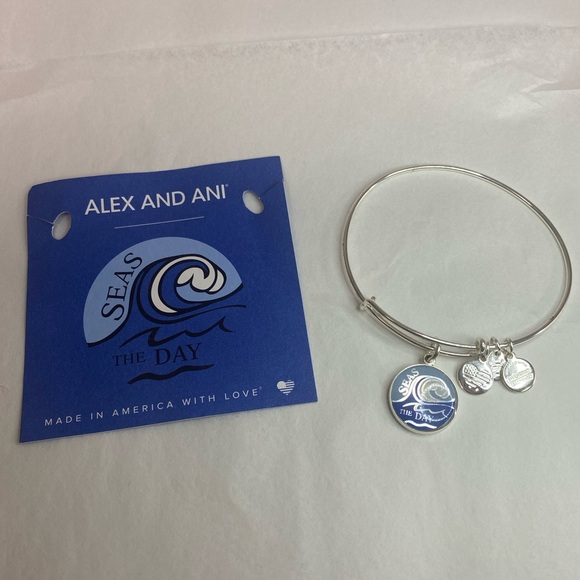 🔴⬇️ ALEX AND ANI silver tone Seas the day bracelet 🌊 good energy ✨ - Picture 2 of 4